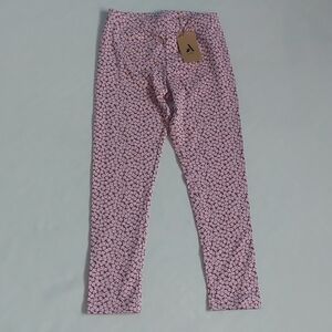 amazon Girls Pink‎ Leggings with Floral Pattern Size S 6-7